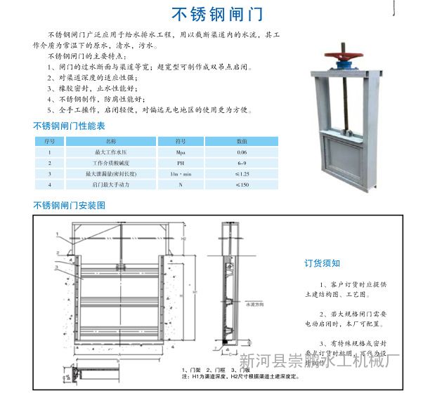 不锈钢闸门安装结构图