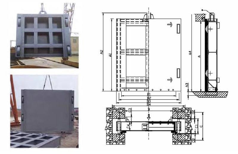 平面钢制闸门滑动式安装结构图