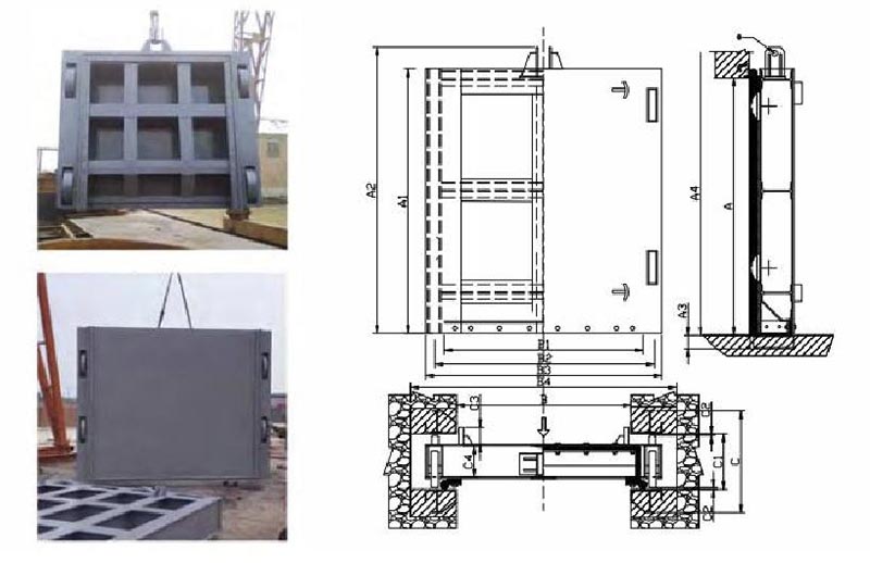 滚轮式钢制闸门结构布置图